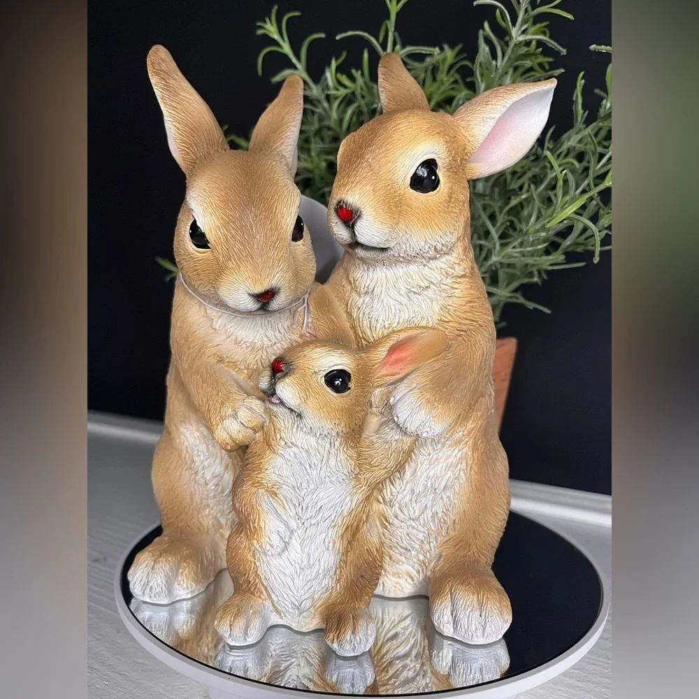 Easter Bunny Rabbit Family Of Three Tabletop Spring Decor NWT